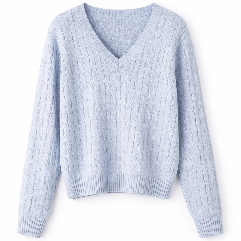 Brandy Melville Sky Blue V-Neck Sweater